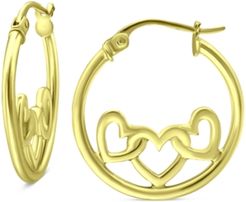 Heart Accent Small Hoop Earrings in 18k Gold-Plated Sterling Silver, 0.75", Created for Macy's