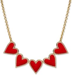 Inc Gold-Tone Pave & Velvet Heart Statement Necklace, 18" + 3" extender, Created for Macy's