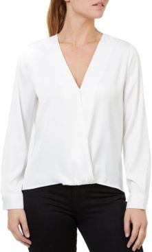 Solid Crossover Woven Wrap-Hem Top