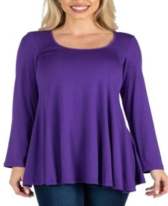 Long Sleeve Swing Style Flared Tunic Top