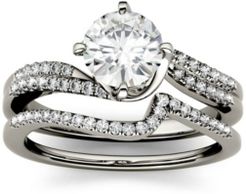 Moissanite Bypass Bridal Set 1-3/8 ct. t.w. Diamond Equivalent in 14k White Gold