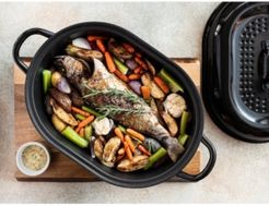 16" Nonstick Titanium and Diamond Infused Round Roaster Pan with Lid