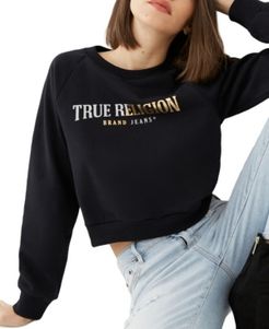 Split Foil Logo Crewneck Pullover Sweatshirt