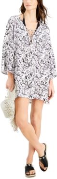 Printed Lace-Up Cover-Up Tunic Women's Swimsuit