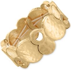 Gold-Tone Hammered Disc Stretch Bracelet, Created for Macy's