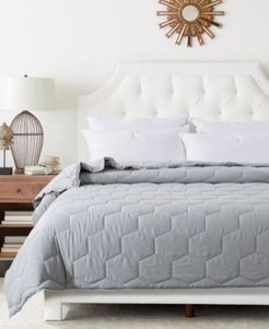 Honeycomb Down Alternative Blanket with Contrast Trim, Full/Queen Bedding