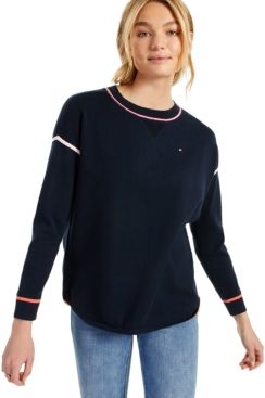 Cotton Contrast-Trim Sweater
