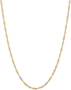 Polished Diamond Cut 18" Solid Singapore Chain in 10K Yellow Gold