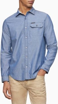 Calvin Klein Men's Long Sleeve Chambray Stripe Shirt