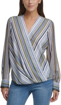 Printed Faux-Wrap Top