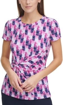 Printed Side-Knot Top