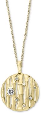 Effy Diamond Bamboo Disc 18" Pendant Necklace (1/4 ct. t.w.) in 14k Gold