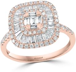 Effy Diamond Baguette Cluster Halo Ring (1 ct. t.w.) in 14k Rose Gold