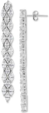 Cubic Zirconia Linear Drop Earrings in Sterling Silver