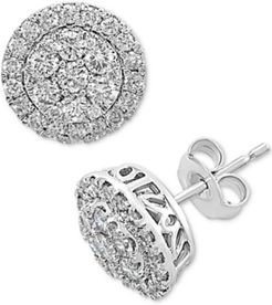 Effy Diamond Halo Cluster Stud Earrings (7/8 ct. t.w.) in 14k White Gold