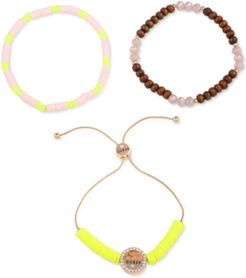 Gold-Tone 3-Pc. Set Beaded Stretch Bracelets