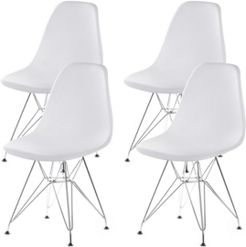 Mid-Century Modern Style Plastic Dsw Shell Metal Legs Dining Chair, Set of 4