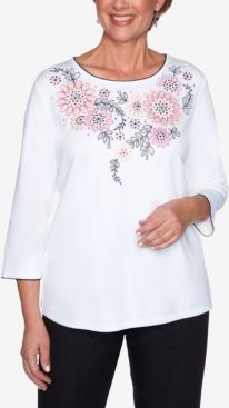 Plus Size Clean Getaway Floral Embroidered Yoke Top