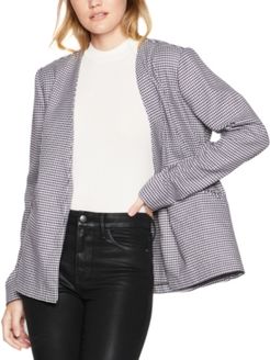 Open Front Houndstooth Blazer