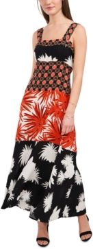 Printed Smocked-Back Challis Maxi Dress