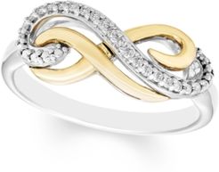 Diamond Infinity Ring (1/10 ct. t.w.) in Sterling Silver & 10k Gold