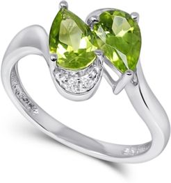 Peridot (1-5/8 ct. t.w.) & Diamond Accent Two-Stone Ring in 14k White Gold