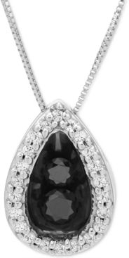 Black Diamond (1/6 ct. t.w.) & White Diamond (1/10 ct. t.w.) Teardrop 18" Pendant Necklace in 10k White Gold