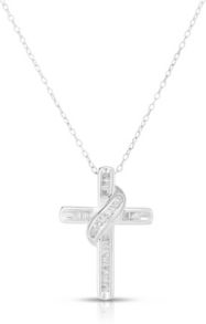 Diamond Cross 18" Pendant Necklace (1/4 ct. t.w.) in 14k Gold-Plated Sterling Silver or Sterling Silver