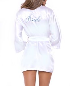 Lux Embroidered Bridal Satin Robe