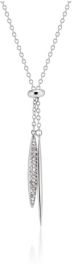 White Topaz Choker Tassel Sterling Silver Necklace in Fine White Gold Plate