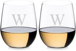 O Monogram Collection 2-Pc. Block Letter Chardonnay Stemless Wine Glasses