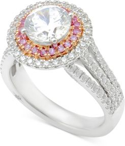 Certified Pink and White Diamond Engagement Ring (2-1/2 ct. t.w.) in 18k White Gold and Rose Gold, Created for Macy's