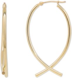 Crisscross Hoop Earrings in 14k Gold, 1 1/2 inch