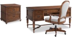 Clinton Hill Cherry Home Office Furniture, 3-Pc. Set (Writing Desk, Lateral File Cabinet & Upholstered Desk Chair)