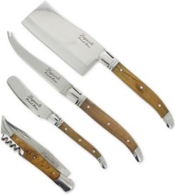 4-Pc. Laguiole Connoisseur Olive Wood Cheese and Wine Set