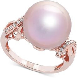 Cultured Ming Pearl (13mm) & Diamond Accent Ring in 14k Rose Gold