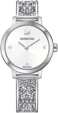 Swiss Cosmic Rock Crystal Silver-Tone Bracelet Watch 29mm