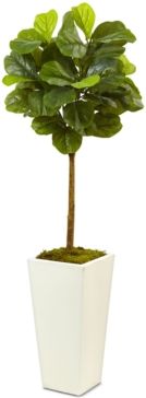 4.5' Fiddle Leaf Fig Real Touch Tree in White Planter