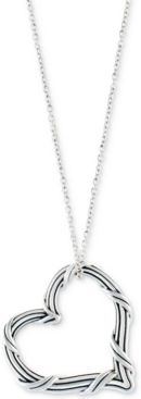 Open Heart 20" Pendant Necklace in Sterling Silver