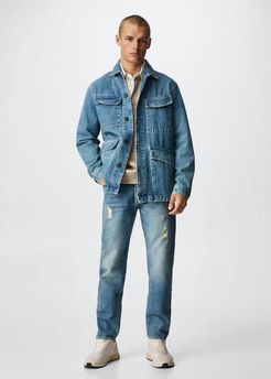 Jeans straight-fit strappi