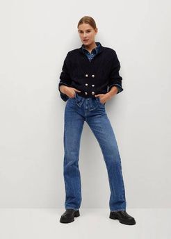 High-waist flared jeans dark blue - 10 - Women