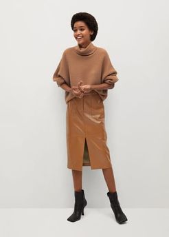 Turtleneck ribbed sweater medium brown - XL - Women