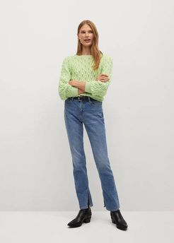 Contrasting knit sweater lime - XL - Women
