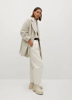 Wool double-breasted coat beige - L - Women