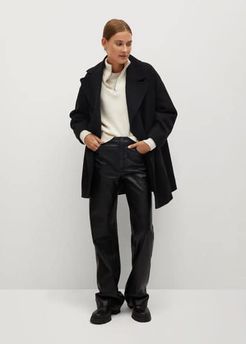 Wool double-breasted coat black - XL - Women