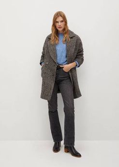 Textured wrap coat grey - M - Women