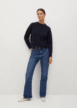 Lurex knitted sweater dark navy - XL - Women