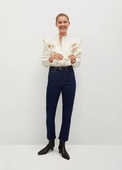 High waist straight jeans open blue - 1 - Women