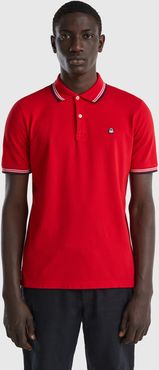 Benetton, Polo A Manica Corta In Cotone Stretch, Rosso, Uomo