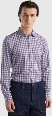 Benetton, Camicia A Quadri Slim Fit, Multicolore, Uomo